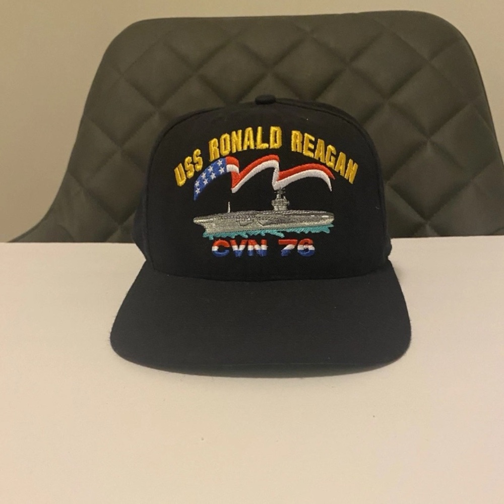 USS Ronald Reagan navy command CVN 76 Black SnapBack